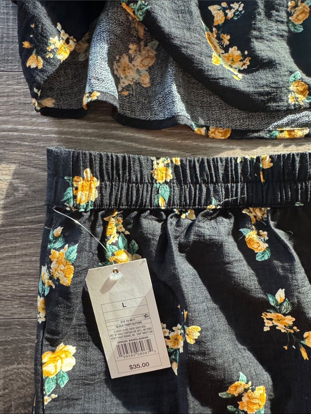 NWT a new day Black Floral Wide-Leg Pants and Top Set - Picture 8 of 9